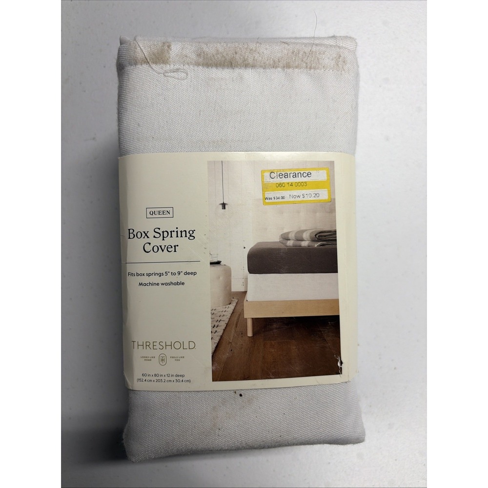 Threshold Queen Box Spring Cover White Recycled Polyester Twill Standard NWT